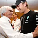 Spa-Francorchamps, Spa, Belgium. Friday 21 August 2015. Bernie Ecclestone, CEO and President, FOM, with Nico Rosberg, Mercedes AMG.
 &copy; Steven Tee/LAT Photographic